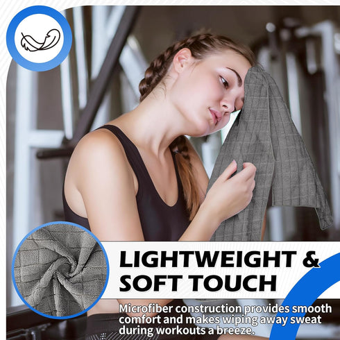 3 Pack 16 27 Inch Microfiber Gym Towels, Grey Sweat Towels, x Quick Dry Hand Towels, Absorbent Yoga Towels for Home Gym