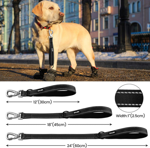Short Dog Leash 2 ft, 24 Inches Traffic Leashes for Dogs, Heavy Duty Nylon Reflective Lead with Padded Handle