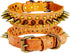 Spiked Studded Dog Collar Anti-bite PU Leather for Small Medium Large Dogs, Brown-Sharp Spikes (L)