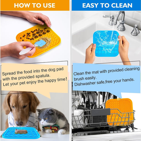 2 PCS Lick Mat for Dogs, Slow Feeder Licking Pad with Suction Cups for Treats, Bathing, Grooming, Training
