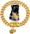 Cuban Link Dog Chain Collar, 12mm with Secure Snap, Bell & Dog Tag, Stainless Steel 18K Gold for Puppy, Small, Medium,