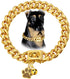 Cuban Link Dog Chain Collar, 12mm with Secure Snap, Bell & Dog Tag, Stainless Steel 18K Gold for Puppy, Small, Medium,