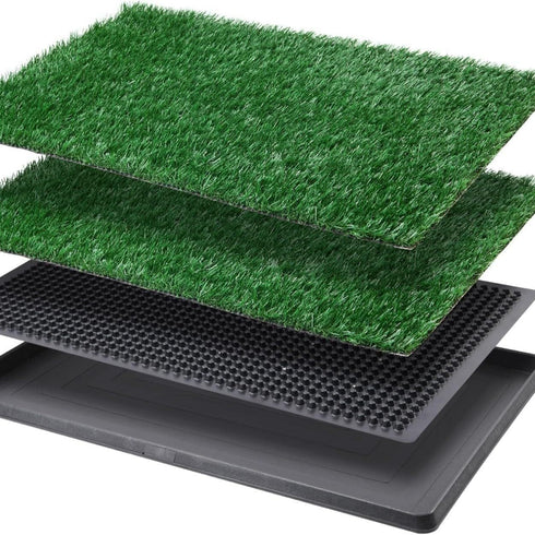 2 20x30 INCH LITA Dog Grass Pad with Tray - Dog Litter Box with Artificial Grass Pads - Potty Tray for Balcony