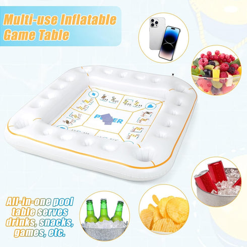 55 55 Inch Summer Elcoho x Extra Large Inflatable Game Table with Waterproof Playing Cards Floating Pool Table Drink