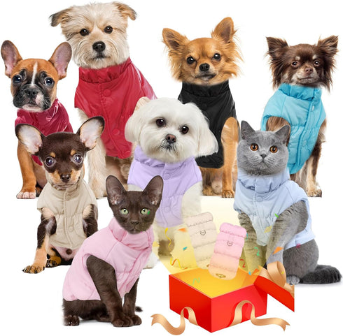 Winter Warm Dog Jacket for Small Medium Dogs, Cold Weather Coats with Harness, Waterproof Fleece Vest (Wine Red, S)