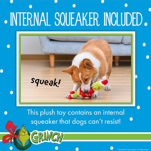 How The Grinch Stole Christmas 9” Merry Grinchmas Plush Squeaker Toy for Dogs, Holiday Plush Dog Toys
