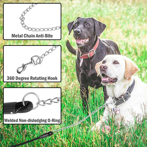 HOMIMP Chew Proof Dog Leash for Medium and Large Dogs, Reflective 6 FT Heavy Duty Metal Chain Leash