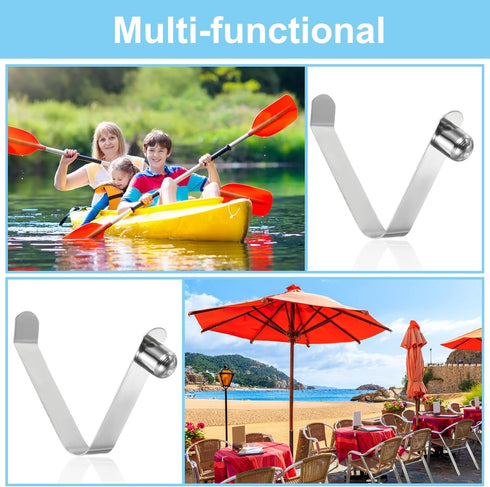 PATIKIL 9.5x9mm Kayak Paddle Snaps, 10 Pack Tent Pole Clips Steel V Shaped Push Button Spring Clips for Camping
