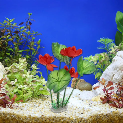 VOCOSTE Mini Aquarium Decorations, 1pcs Red Plastic Plants for Fish Tank Decor, 10.24"