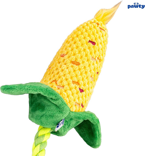 Corn Cob Tug Rope Dog Toy - Squeaky Gift for Puppy Birthday - Funny Cute Toys for Small to Medium - Durable