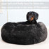 Washable Calming Dog Bed for Medium Dogs, 28 Inch Black Fluffy Anti-Anxiety Faux Fur Round Pet Bed