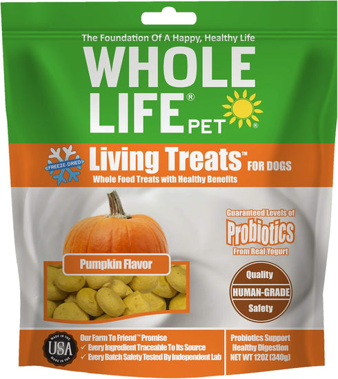 Whole Life Pet Human Grade Probiotic Dog Treats - Pumpkin & Yogurt – Easy Digestion, Made in The USA