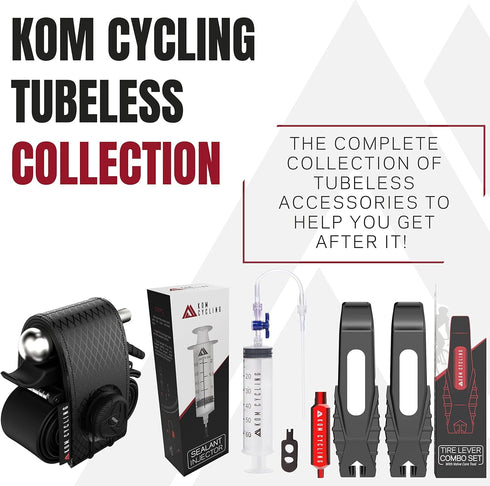 KOM Cycling Tubeless Tire Repair Kit for Bikes, 8 Colors, Fixes Mountain Bike and Road Bicycle Punctures
