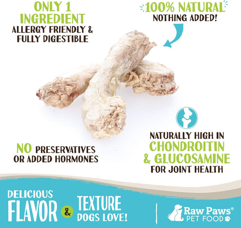 Raw Paws Freeze-Dried Chicken Necks for Dogs & Cats, 4-Ounce, Made in USA