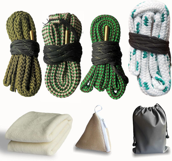 Gun Snake Cleaner, Barrel Rope for Handguns and Rifles, Gun Cleaning Kits with Cloth and Supplies
