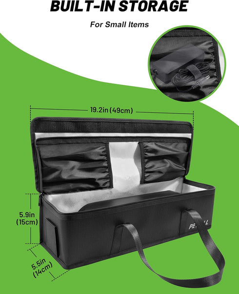 PETGILL 19.2x5.5x5.9Inches) E-Bike Battery Safe Bag Explosionproof - Large Capacity Fireproof Lipo Bag for Ebike