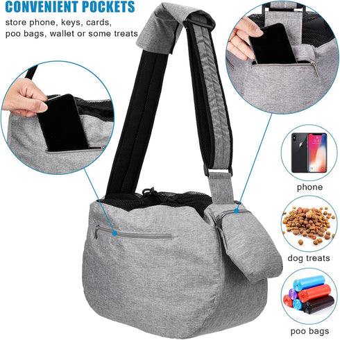 Ownpets Pet Sling Carrier, Fits 15 to 25lbs Extra-Large Dog/Cat, Reversible Hands-Free Bag for Outdoor Travel