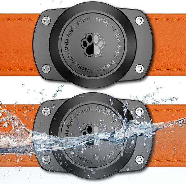 IPX8 Waterproof Airtag Dog Collar Holder with Metal Back Plate, Ultra-Durable Mount for AirTag, 2 Pack