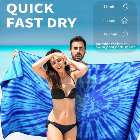 Gomust 2 Pack 71"x32" Lightweight Thin Beach Towel Oversized Big Extra Large Microfiber Sand Free Towels for Adult