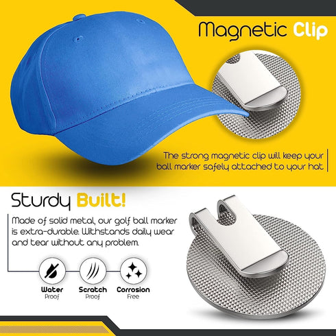 Gilmore Cracker Golf Ball Marker with Magnetic Hat Clip, Plus Bonus Drunk Caddy Golf Ball Marker