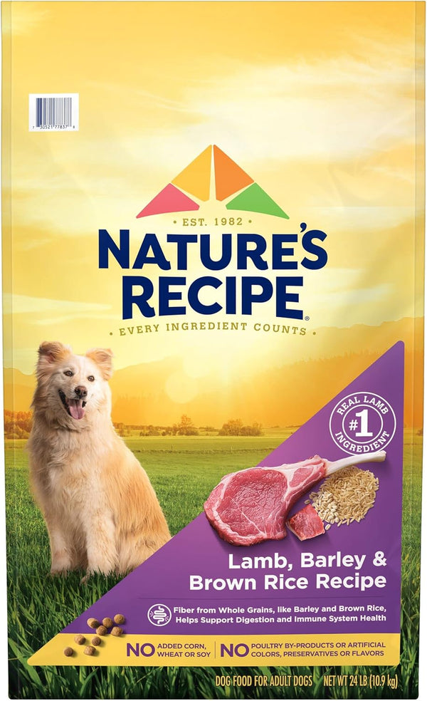 Nature's Recipe Lamb, Barley & Brown Rice Recipe Dry Dog Food, 24 lb Bag