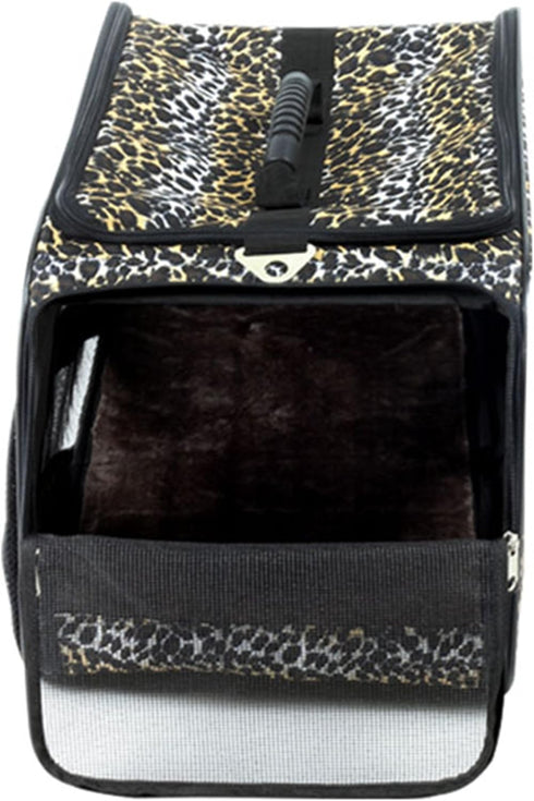 dbest products Pet Smart Cart Carrier, Medium, Soft Sided, Leopard, Collapsible Travel Bag, Dog Cat Airline Approved