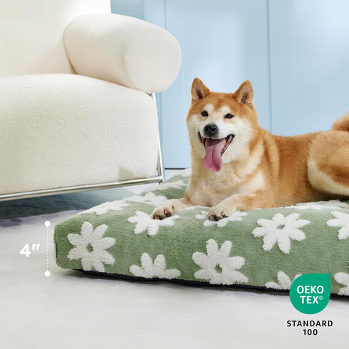 Lesure Dog Beds, Large Sized Dog-Thick Shredded Foam Pet Bed, Indoor with Removable Cover, Cute Modern Fuzzy Plush,