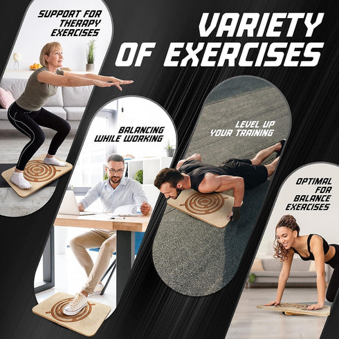 Yes4All 350LBS Professional Wooden Balance Board, Anti-Slip Wobble Board for Leg Workout