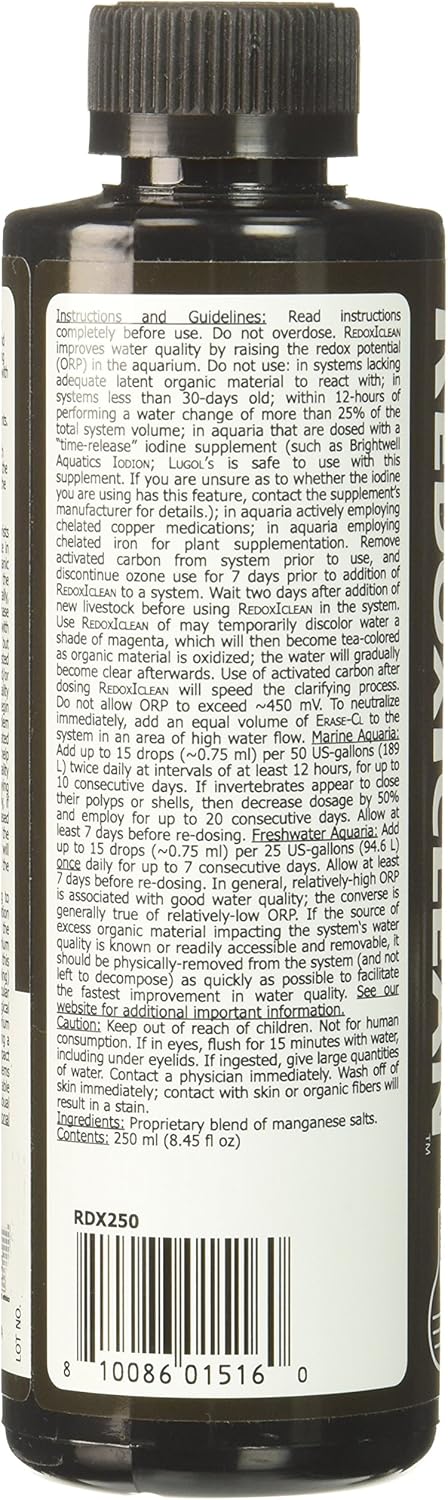 Brightwell Aquatics ABARDX250 Redoxlclean Fresh Water Conditioners for Aquarium, 250ml