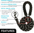 Rope Dog Leash 6 ft, Heavy Duty Reflective Tangle-Free with Padded Handle, Ideal for Walking, Running & Training (Black)