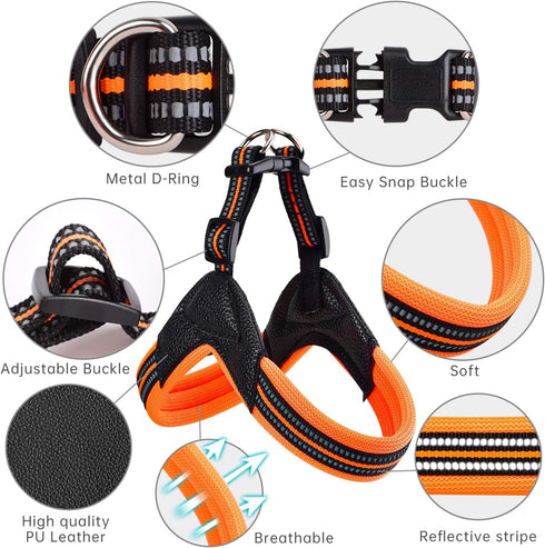 No Pull Dog Harness, Ultra Soft Breathable Padded Pet Harness 3M Reflective for Small Medium Large Dogs (S, Bright