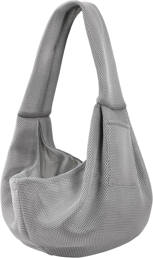 Ultra Breathable Dog Carrier Sling, Reversible Puppy Carrier Purse with Storage Pocket for Small Dogs and Cats (Gray)