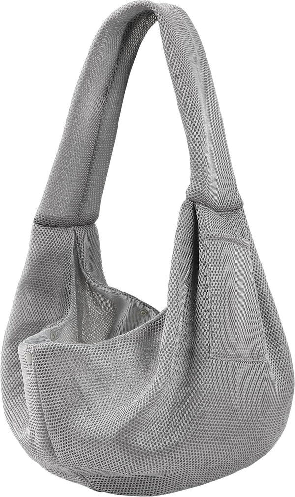 Ultra Breathable Dog Carrier Sling, Reversible Puppy Carrier Purse with Storage Pocket for Small Dogs and Cats (Gray)