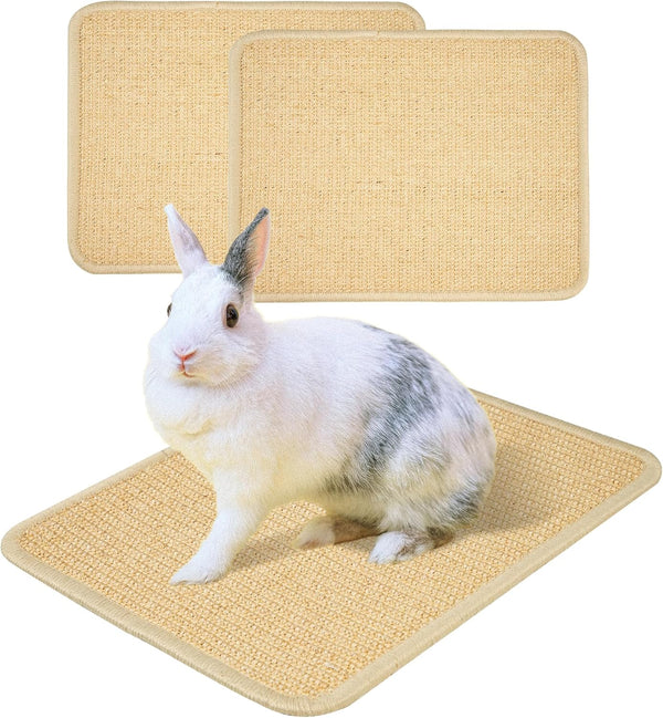 2Pcs Bunny Scratch Pads, Sisal Rabbit Scratching Pad,Natural Cat Resting Mats for