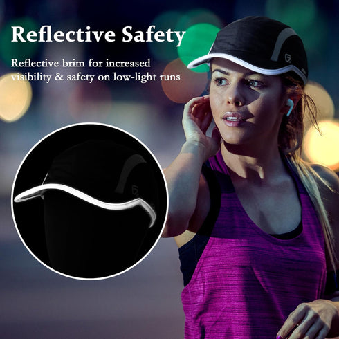 GADIEMKENSD 2 Pack Reflective Foldable Sports Hat, UPF 50+ Sun Protection Hats for Men and Women