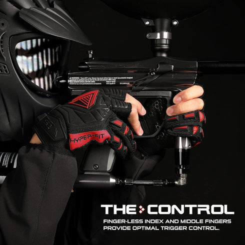 Glove Station Hyper-Fit Tactical Paintball Gloves - Red, Large Size, 2 Fingerless Design for Combat, Hunting, Airsoft