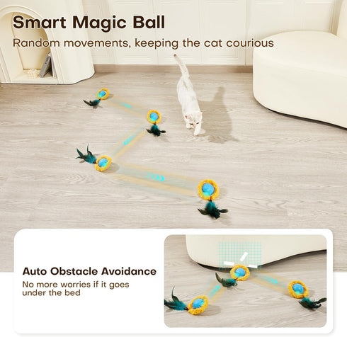 28 Inch Potaroma Interactive Cat Toys, Fast Moving Ball in Play Mat, Automatic Motion Activated Ball Hide and Seek