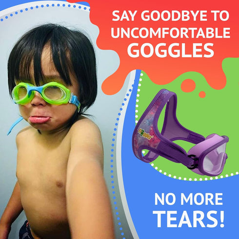 Frogglez Youth Swim Goggle Mask, Wide View Anti-Fog for Kids under 10 (Ages 4-10)