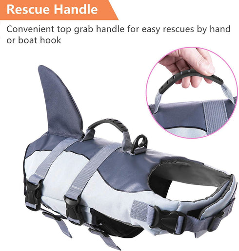 ASENKU Dog Life Jacket, Grey, X-Large, Safety Vest for Swimming & Boating, Floatation Vest for Small Medium Large Dogs