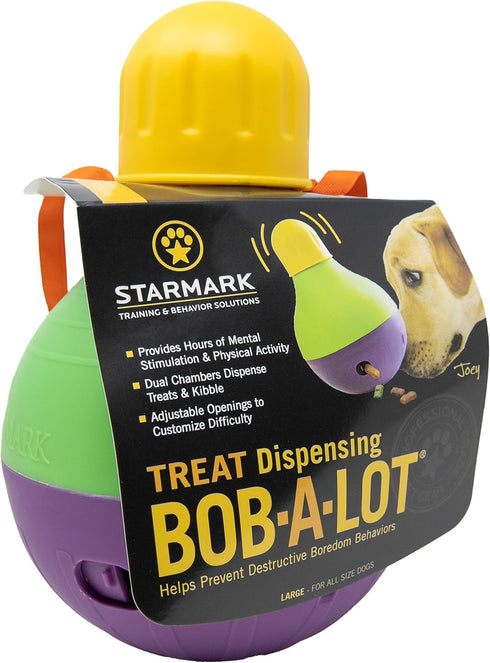 Interactive Bob-A-Lot Dog Toy for Large Breeds - Yellow/Green/Purple