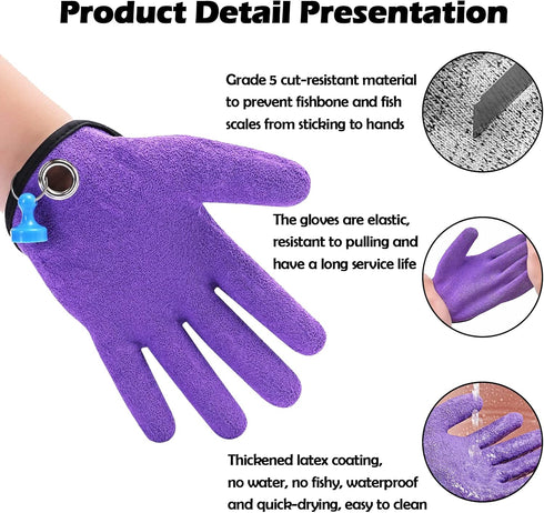 Fishing Glove with Magnet Release,Fishing Catching Gloves Non-Slip,Fisherman Professional Fishing Glove,Fishing Puncture Proof Gloves,Fish gloves for handling by JoyFishing