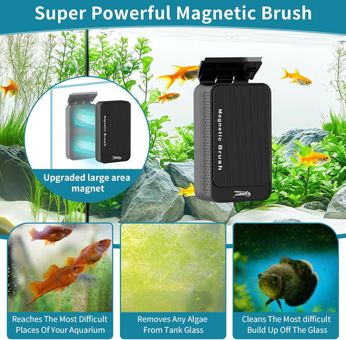 2 0.2 Inch hygger Aquarium Magnet Glass Cleaner, Magnetic Fish Tank Cleaner with Blades for Glass and Acrylic