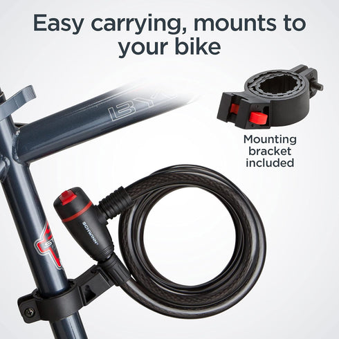 Schwinn 6 Feet x 15 mm Bike Cable Lock with Lighted Key, Security Level 3
