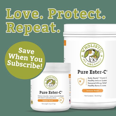 Wholistic Pet Organics Pure Ester-C Powder for Dogs, 2 Oz, Vitamin C Supplement for Allergy Relief