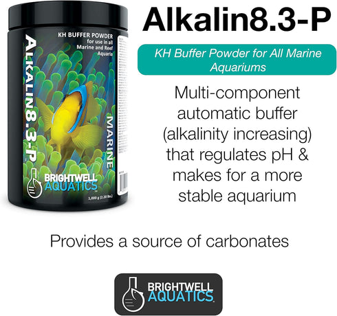 Brightwell Aquatics Alkalin8.3-P, Alkaline KH Buffer Powder for Marine and Reef Aquariums, 250-g