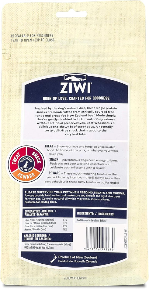 2.5 (Pack 1) ZIWI Dog Chews and Treats Beef Weasand - All Natural, Air-Dried, Single Protein, Grain-Free, High-Value