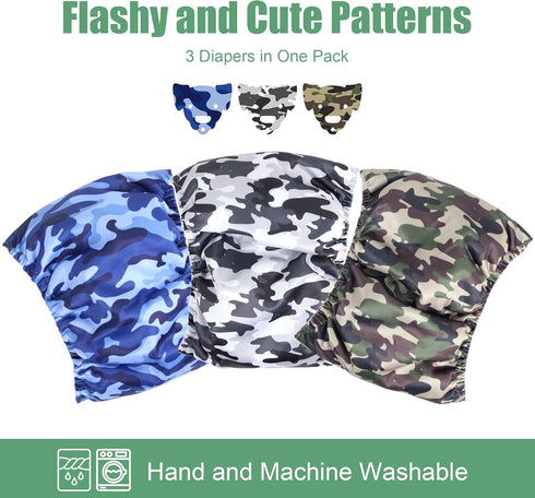 (Pack 3) wegreeco Washable Male Dog Diapers of - Washable Male Dog Belly Wrap (Camo, XS)