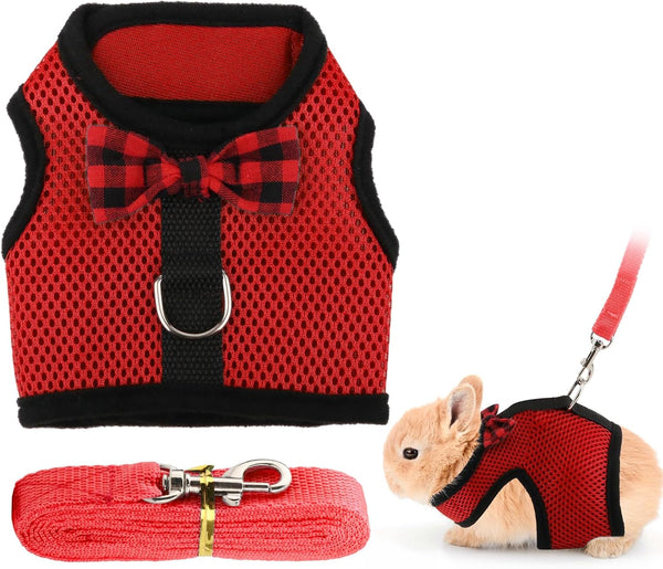 Hypeety Bunny Kitten Harness No Pull Cat Leash Adjustable Soft Vest for Small Animal (RED, S)