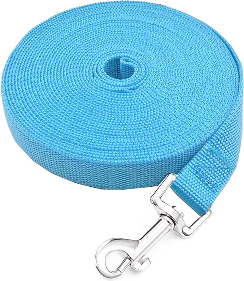 SALO Nylon Training Dog Leash, 20ft Sky Blue, 1 Inch Wide for Small Medium Large Dogs, Obedience Training