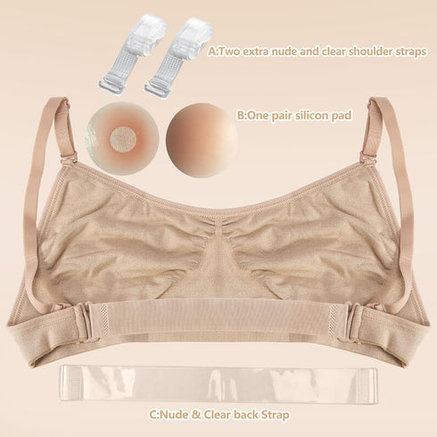 iMucci Invisible Ballet Bra with Clear Straps - No Sponge Design for Professional Dance